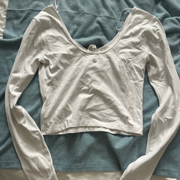 Lululemon Athletica White Long Sleeve Crop Top - Picture 1 of 3